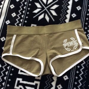 Vintage Victoria's Secret Olive Army Green PINK VS Logo Boyshorts NWT